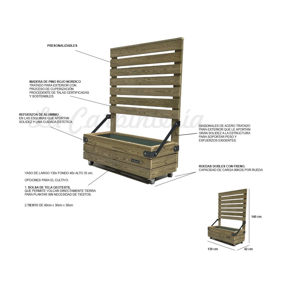 Separador SAMOA GARDEN con Maceta y Ruedas