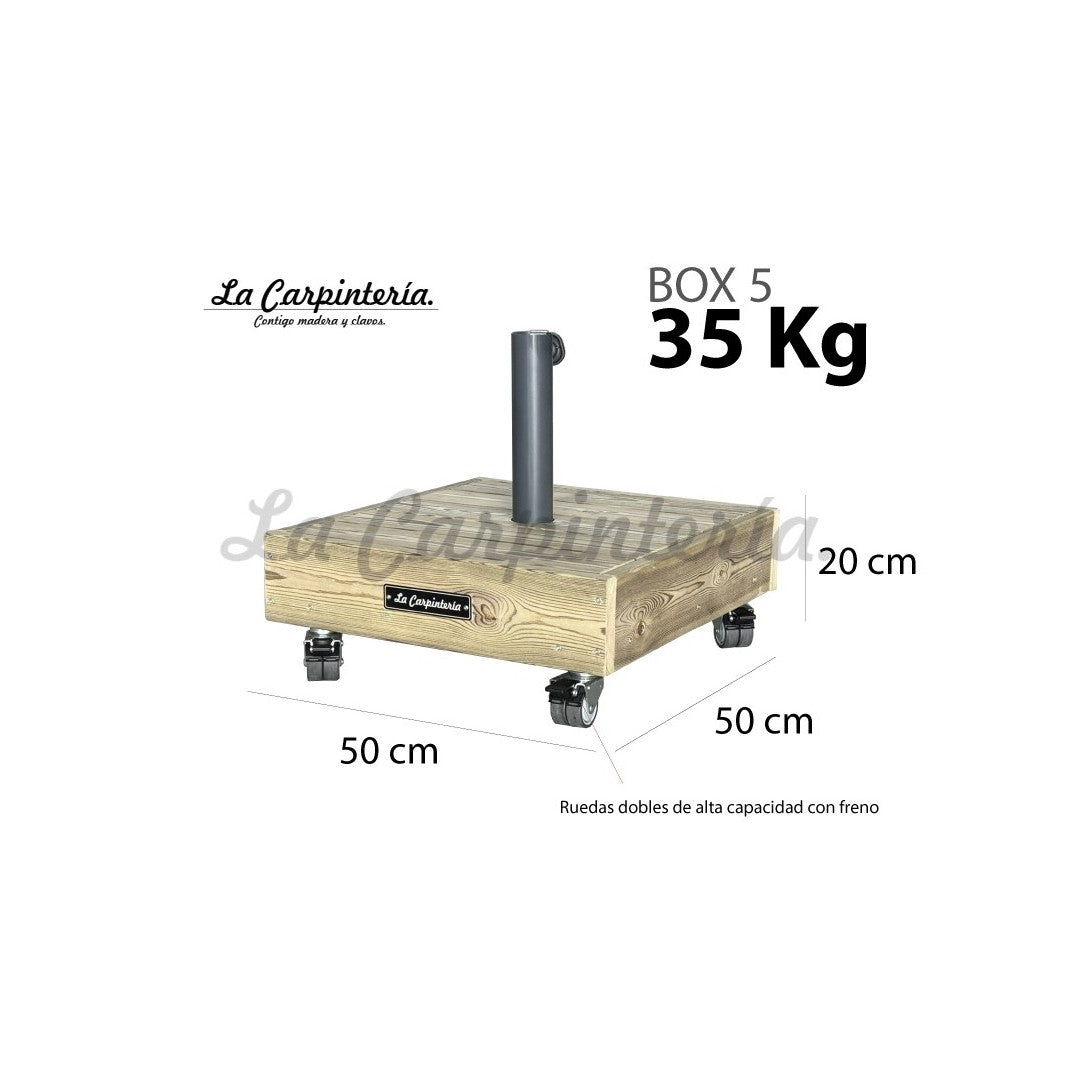 Base Parasol BOX 5 (35 kg) con Ruedas