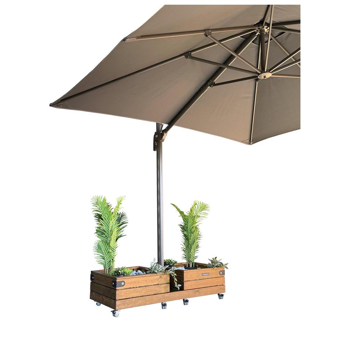 Base Parasol NOVA DUO (175 kg) con Jardineras y Ruedas