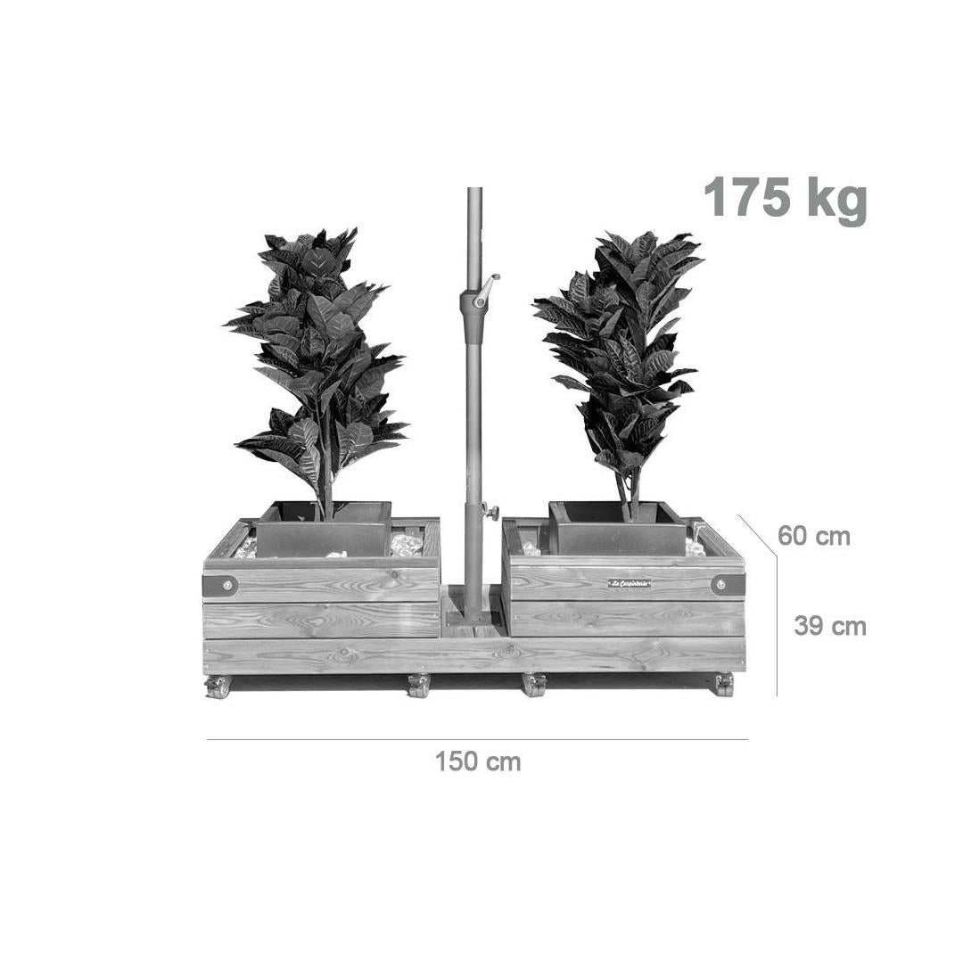 Base Parasol NOVA DUO (175 kg) con Jardineras y Ruedas