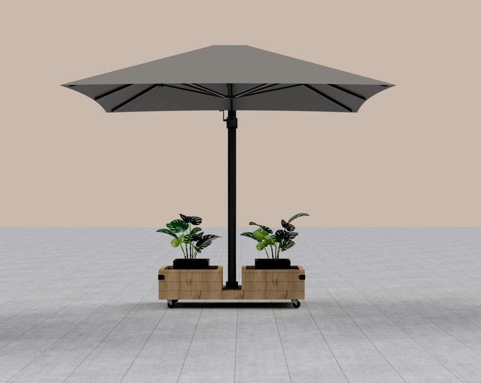 Base Parasol NOVA DUO (175 kg) con Jardineras y Ruedas