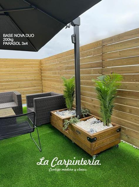 Base Parasol NOVA DUO (175 kg) con Jardineras y Ruedas